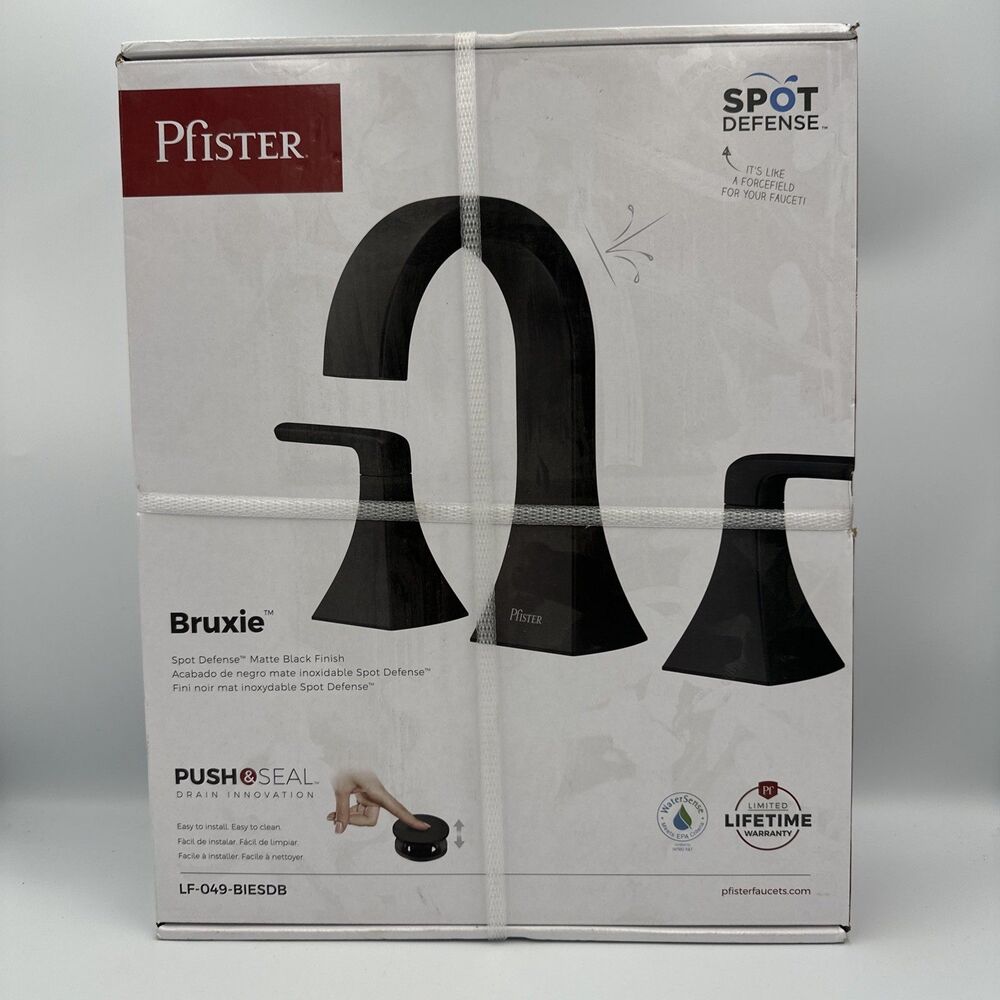 Pfister Bruxie Widespread Double Handle Bathroom Faucet in Matte Black Finish